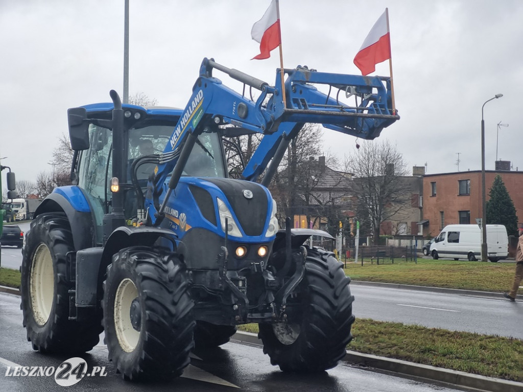 Protest rolników - przejazd przez Leszno