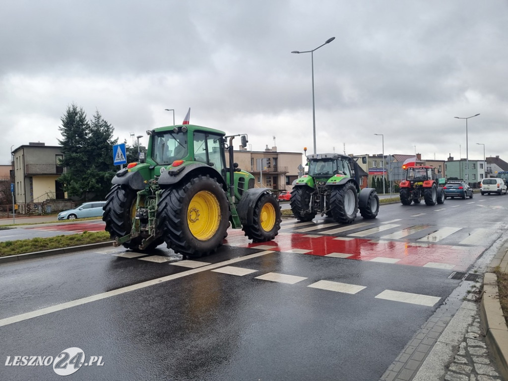 Protest rolników - przejazd przez Leszno