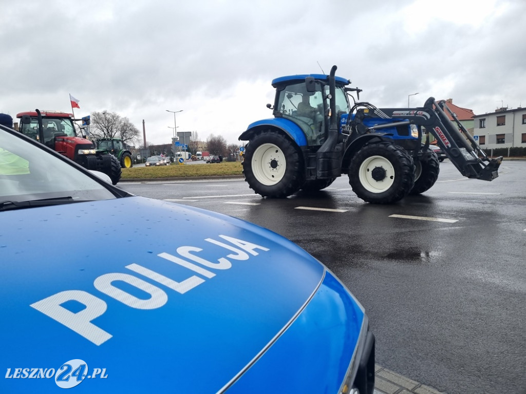 Protest rolników - przejazd przez Leszno