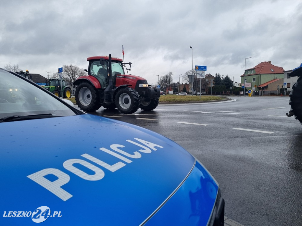 Protest rolników - przejazd przez Leszno