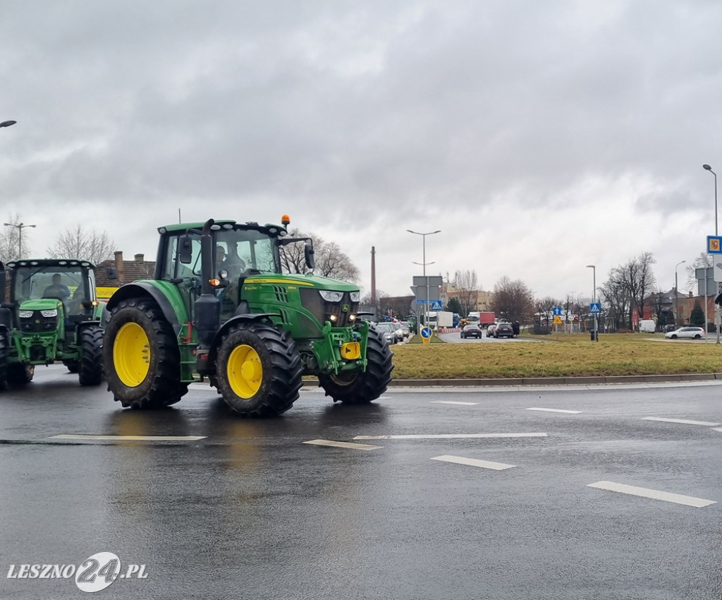 Protest rolników - przejazd przez Leszno