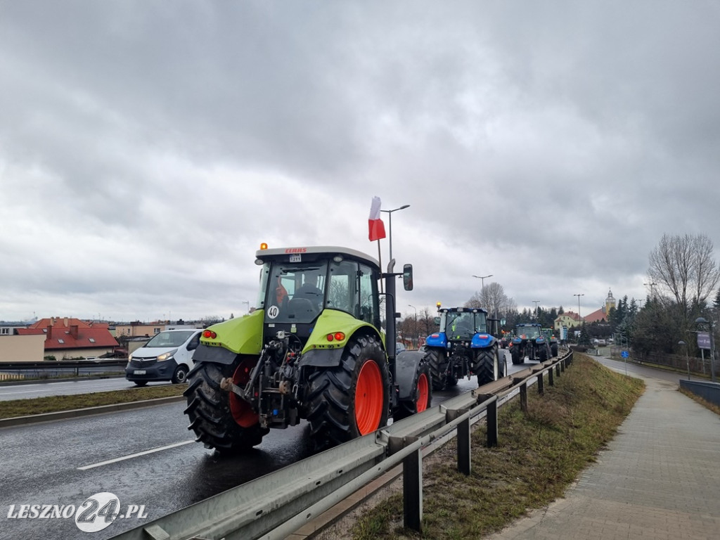 Protest rolników - przejazd przez Leszno