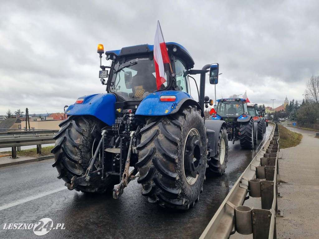 Protest rolników - przejazd przez Leszno