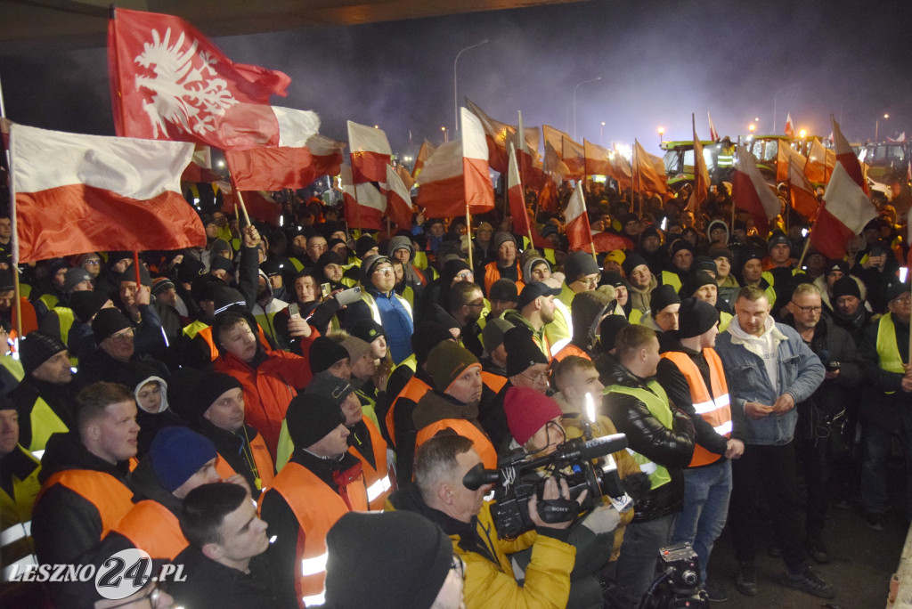Nocne spotkanie na rolniczej blokadzie