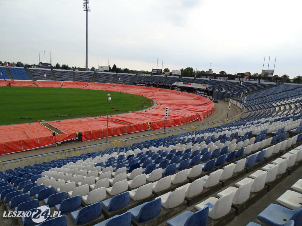Plandeki na stadionie im. Alfreda Smoczyka w Lesznie