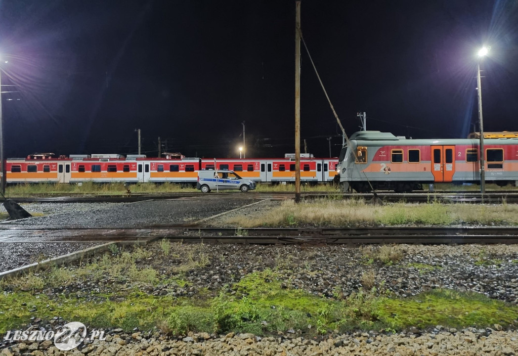 Pożar wagonów na stacji w Lesznie