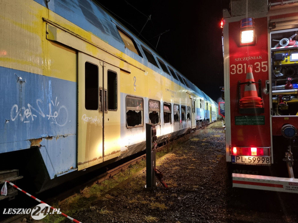 Pożar wagonów na stacji w Lesznie