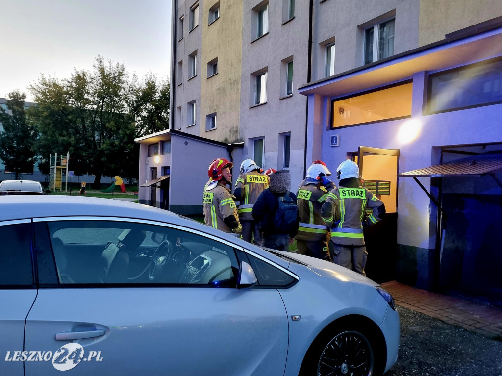 Strażacy na ul. Węgierskiej w Lesznie