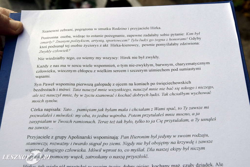 Pogrzeb Hieronima Apolinarskiego w Święciechowie