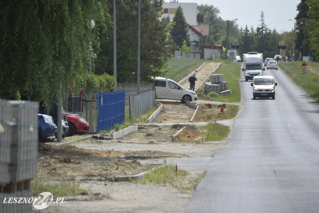 Droga rowerowa Leszno - Gronówko w budowie