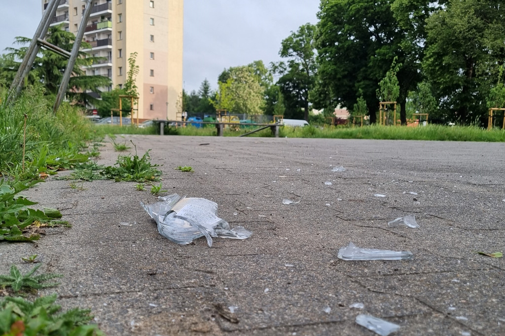 Zaśmiecone boisko przy al. Sułkowskiego w Lesznie