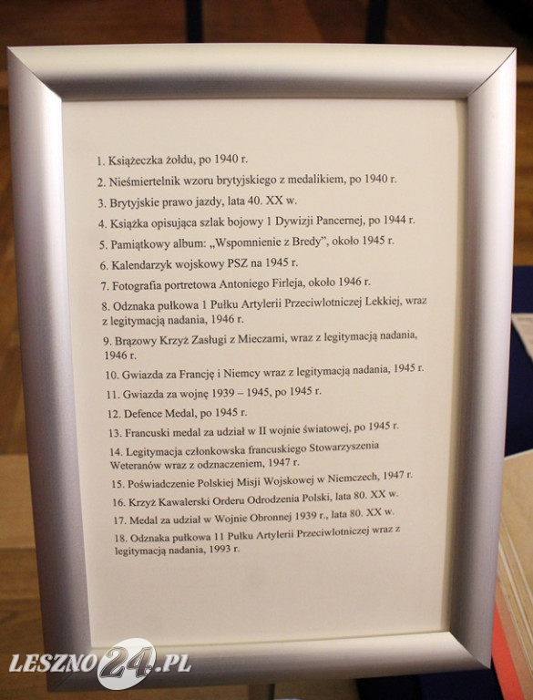 Muzeum w Lesznie otrzymało pamiątki po żołnierzu