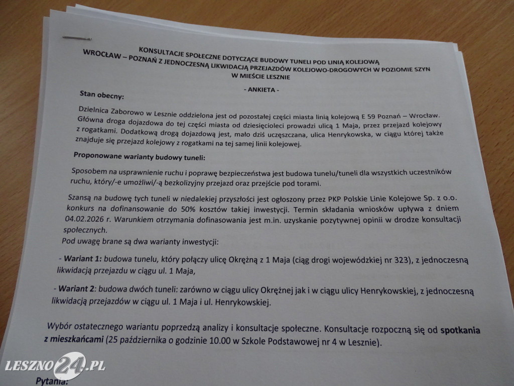 Konsultacje w sprawie tuneli w Zaborowie