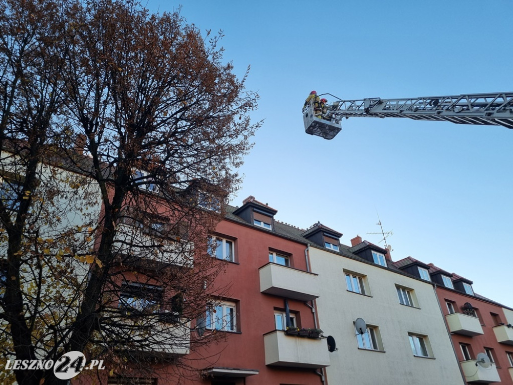 Trzy wozy strażackie przy ul. Dąbrowskiego