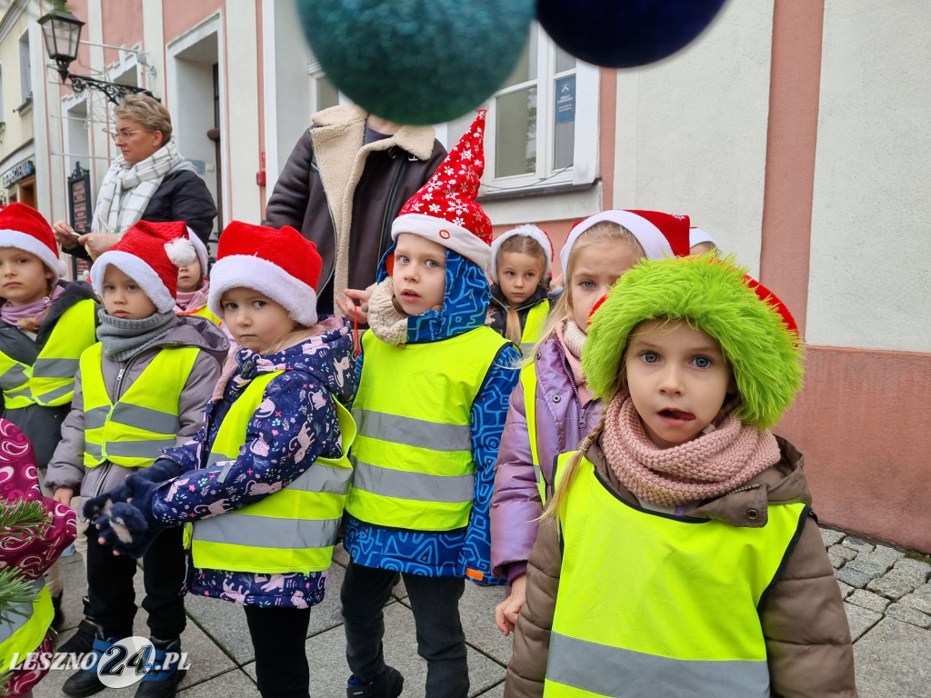 Przedszkolaki ustroiły choinki na Rynku w Rydzynie