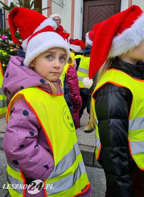 Przedszkolaki ustroiły choinki na Rynku w Rydzynie