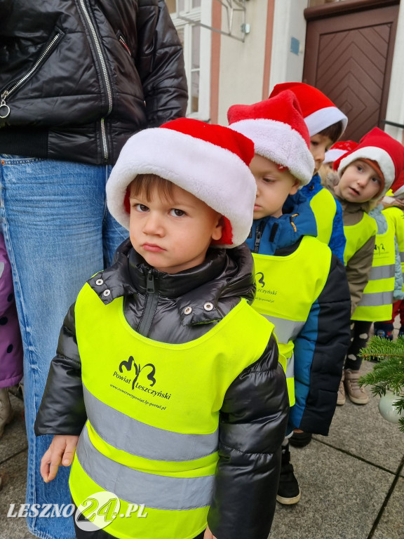 Przedszkolaki ustroiły choinki na Rynku w Rydzynie