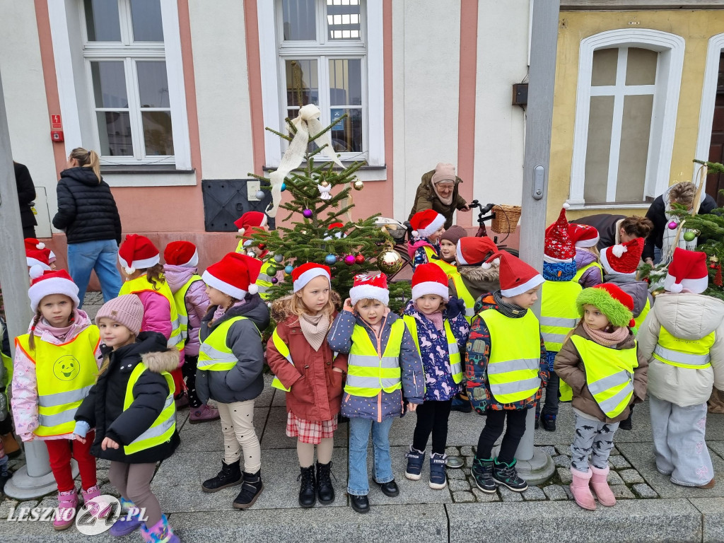 Przedszkolaki ustroiły choinki na Rynku w Rydzynie