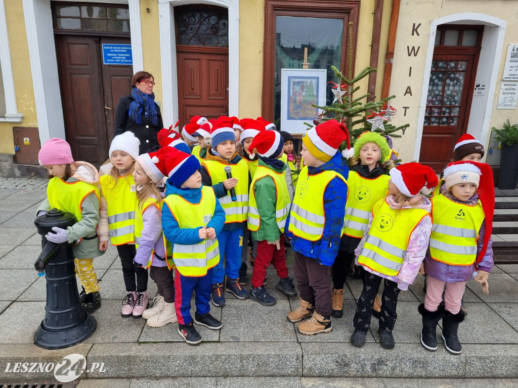Przedszkolaki ustroiły choinki na Rynku w Rydzynie