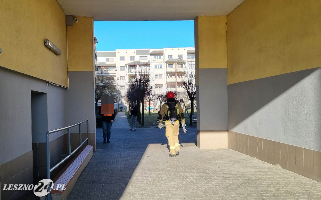 Zadymienie w bloku przy ul. Ostroroga w Lesznie
