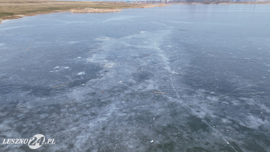 Zamarznięty zbiornik w Rydzynie