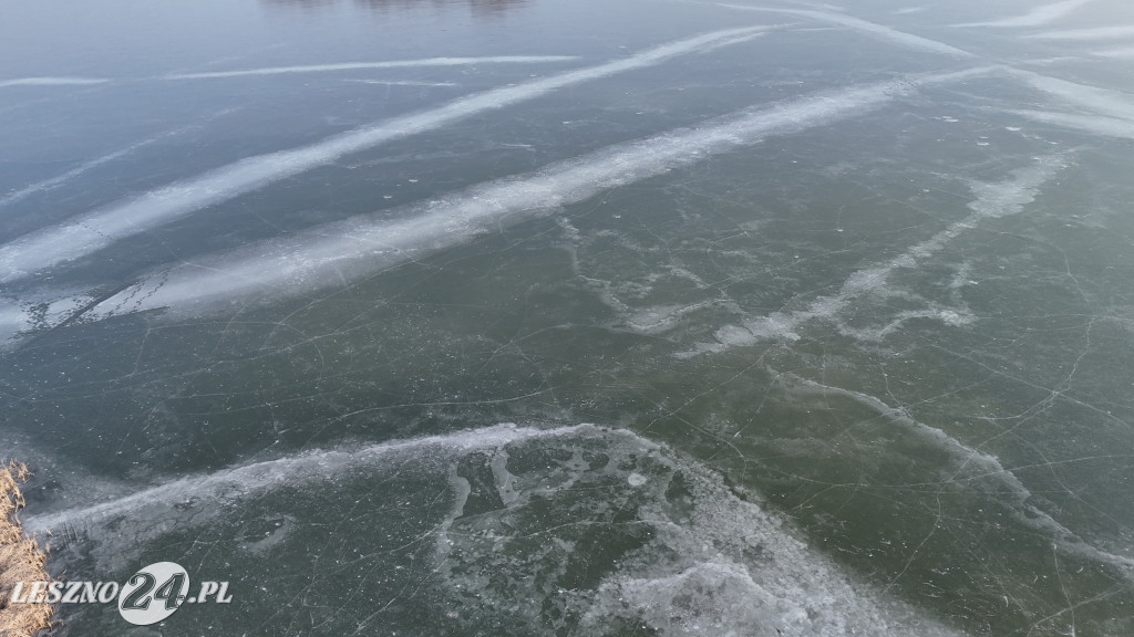 Zamarznięty zbiornik w Rydzynie