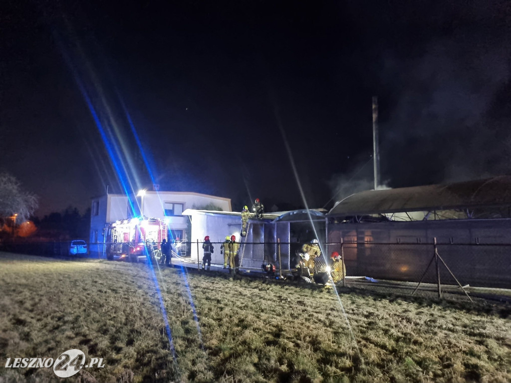 Pożar kotłowni w zakładzie ogrodniczym w Lesznie