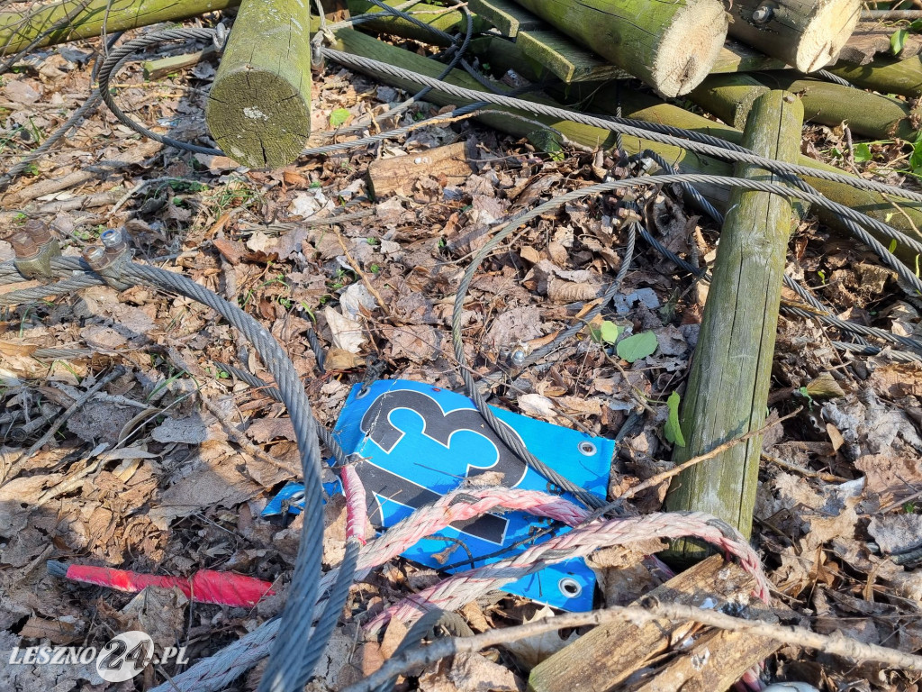 Rozbiórka parku linowego Tarzan w Lesznie