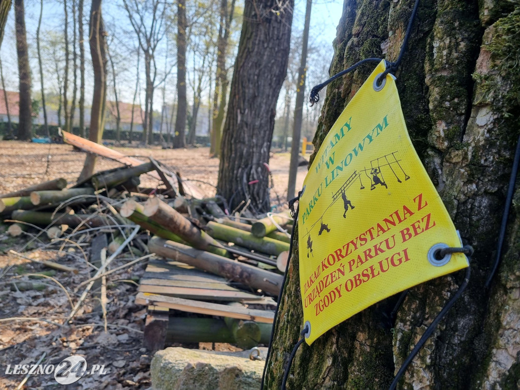 Rozbiórka parku linowego Tarzan w Lesznie