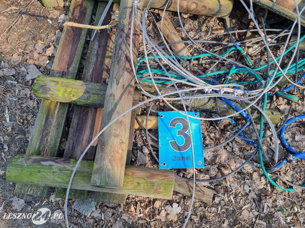 Rozbiórka parku linowego Tarzan w Lesznie