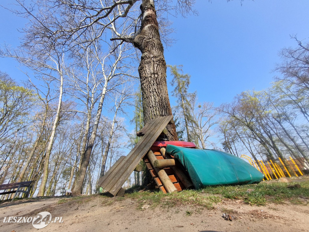 Rozbiórka parku linowego Tarzan w Lesznie