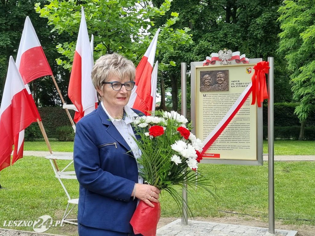 Odsłonięcie tablicy na Skwerze Marii i Lecha Kaczyńskich