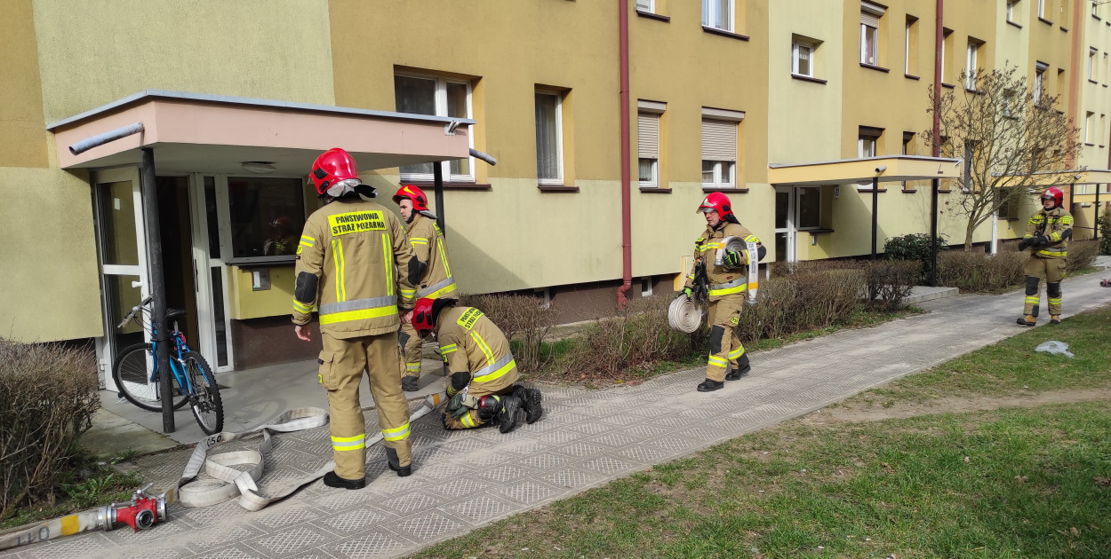Tragiczny poranek w Lesznie. W pożarze mieszkania zginęła kobieta (zdjęcia) 