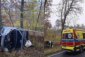 Na krajowej dwunastce ford wypadł z drogi. Wezwano karetkę (zdjęcia)-70624