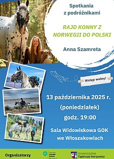 Spotkanie z podróżnikami - Anna Szamreta: Rajd konny z Norwegii do Polski