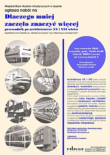 „Dlaczego mniej zaczęło znaczyć więcej – przewodnik po architekturze XX i XXI wieku” cykl wykładów w MBWA Leszno