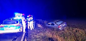 Skodą do rowu. Pasażerka auta w szpitalu (zdjęcia)