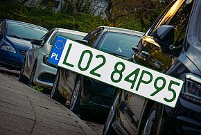 Tablice z zielonymi napisami na kolejnych autach. Nie chodzi o "elektryki"-81735