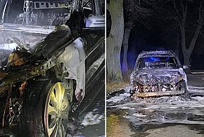 Mercedes zapalił się w czasie jazdy i spłonął doszczętnie (zdjęcia)