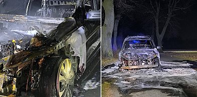 Mercedes zapalił się w czasie jazdy i spłonął doszczętnie (zdjęcia)