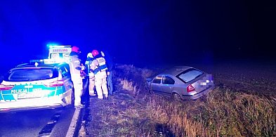 W nocy wjechał skodą do rowu. Pasażerka auta w szpitalu (zdjęcia)-80366
