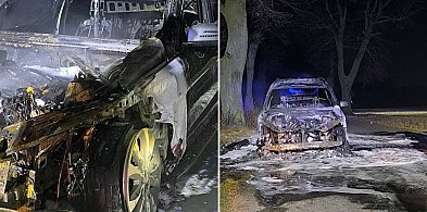 Mercedes zapalił się w czasie jazdy i spłonął doszczętnie (zdjęcia)