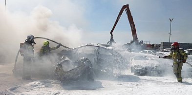 Pożar w stacji demontażu pojazdów. Gasiło go sześć strażackich zastępów (zdjęcia)