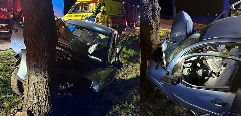 Dziewiętnastolatka wjechała autem w drzewo. Trafiła do szpitala (zdjęcia)