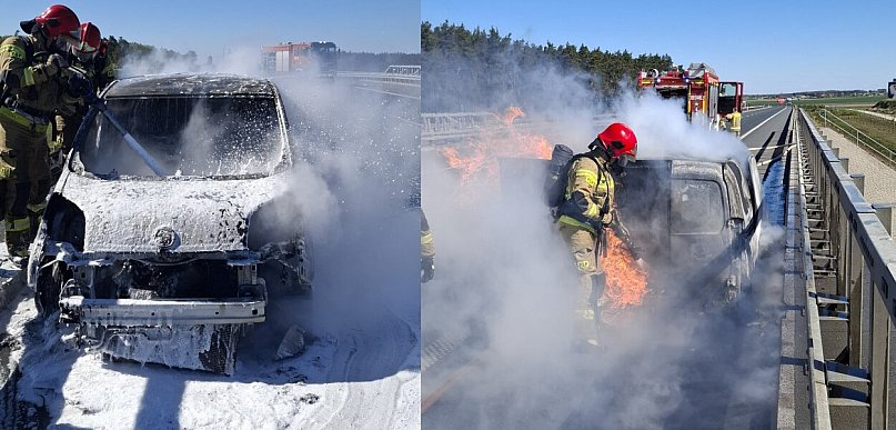 Na ekspresówce doszczętnie spaliło się auto (zdjęcia)