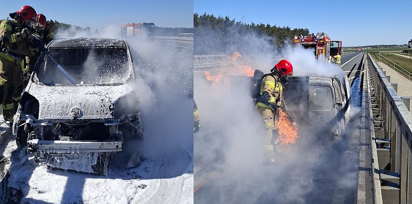 Na ekspresówce doszczętnie spaliło się auto (zdjęcia)