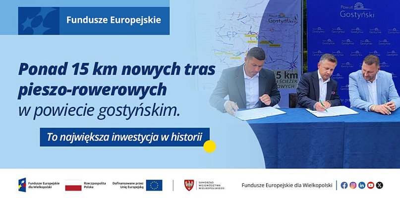 Ponad 15 km nowych tras pieszo-rowerowych w powiecie gostyńskim.