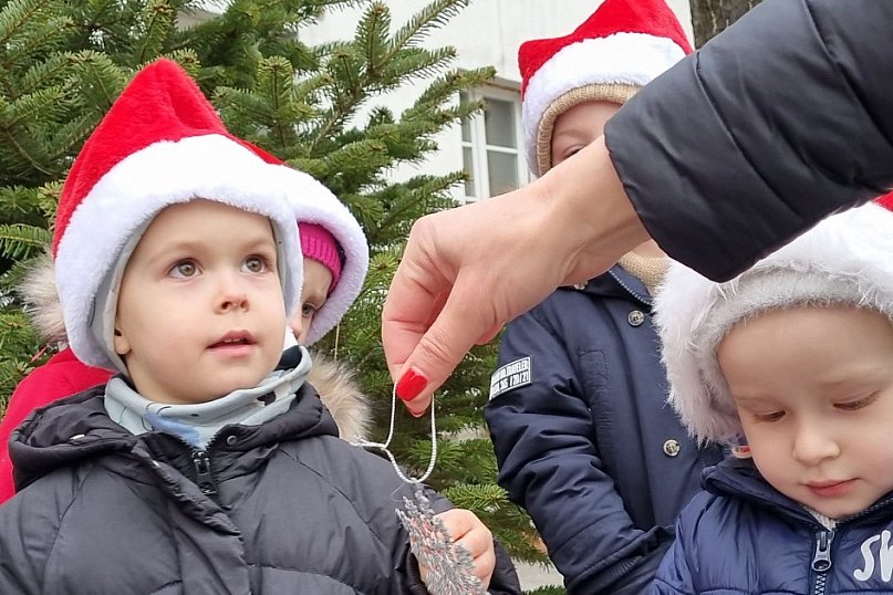 Przedszkolaki ustroiły choinki na Rynku w Rydzynie