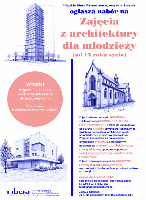 Nabór na zającia z architektury dla młodzieży w MBWA Leszno