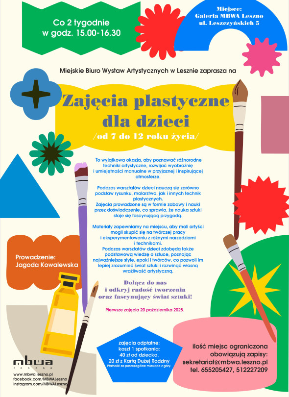 Zapisy na zajęcia plastyczne dla dzieci 7-12 lat w MBWA Leszno